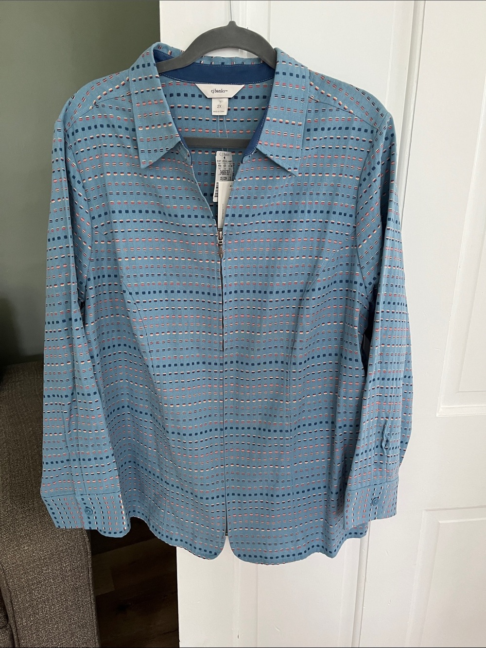 CJ Banks Light Blue Print Jacket size 2X New with tag!
